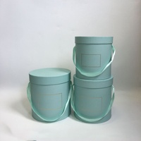 Warna Solid panas emas bunga pelukan ember bulat kotak bunga tiga potong Set