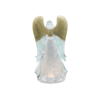 Statue d'ange en acrylique LED, ange priant avec des ailes dorées scintillantes, décoration de porte pour les fêtes de Noël, approvisionnement en gros B2B en Chine