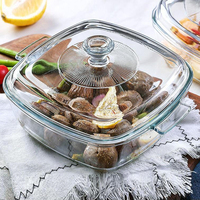 Vente en Gros Plat de Cuisson en Verre pour Micro-ondes 0.8L 1.2L 1.5L Carré Transparent avec Couvercle