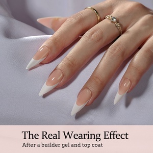 XCOATTIPS Faux Ongles Réutilisables en Gros, Longs Stiletto, Couverture Complète, French Manucure, Gel Souple, Pointe X-Coat, Faits à la Main, à Coller - Product Image 3
