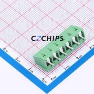 DB127V-5.0-6P-GN-S Screw Terminal Block Through hole Component (THT),P=5mm Connector 1x6P 5mm Green Through Hole - Product Image 2