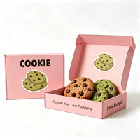 Emballage de boulangerie personnalisé en gros avec logo, boîte à biscuits en carton rose de qualité alimentaire, emballage de pâtisserie, boîtes à biscuits avec sacs