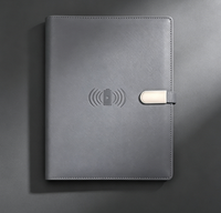 Promotion Vente Chaude Personnalisé Led Lumière Logo A5 Taille 8000Mah Sans Fil Power Bank Journal Portable Avec Usb
