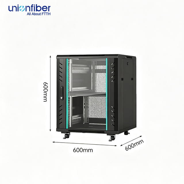OEM ODM 12U Fiber Network Cabinet Capacity Steel Plate IP20 Protection Customizable 19 Inch Floor Standing Data Room Server Rack