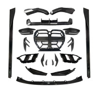 Kit aérodynamique V-Suit en fibre de carbone mate sèche de style MP pour BMW M3 M4 G80 G82 avec lèvre avant, calandre et aileron arrière