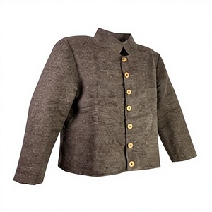 Veste décontractée pour homme en tissu tissé marron à manches longues avec boutons sur le devant, idéale pour un usage quotidien - Product Image 4
