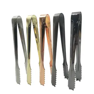 RTS High Quality Stainless Steel 304 Metal Food Tongs Ice Tongs for Bar Serving Coffee Shop Utensils Promotional Product