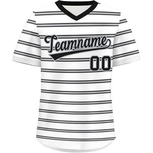 Custom Baseball Jersey Stripe Softball Shirt Personalized Name Number Unisex V <b>Neck</b> Breathable Sublimated 360 Grams - Product Image 1
