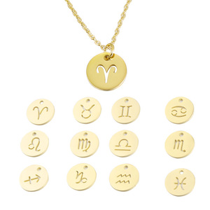 Collana con Ciondolo Personalizzato in Acciaio Inossidabile, Impermeabile, con Piccolo Disco Segno <span class=keywords><strong>Zodiacale</strong></span> (12 Costellazioni), per Donna, Ideale per Matrimoni - Product Image 2