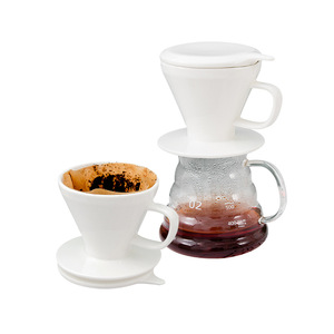Hario V60 – filtre à café en céramique 02 blanc, cône filtrant avec serveur en verre, capacité de 301 à 400 ml, pour la maison et le bureau - Product Image 1
