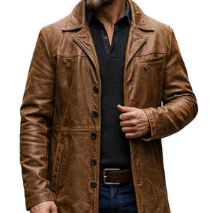 2026 High Quality Wholesale Prices On Stylish Genuine Leather <b>Long</b> Jackets OEM Customized <b>Men</b> Leather <b>Coats</b> <b>For</b> Winter Wear - Product Image 4
