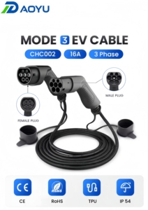Câble de charge pour véhicule électrique de type 2, 16A, 3 phases, IEC62196, 2, niveau 2, cordon de chargeur AC, 5 m, TPU, écologique, charge rapide pour voiture électrique - Product Image 5
