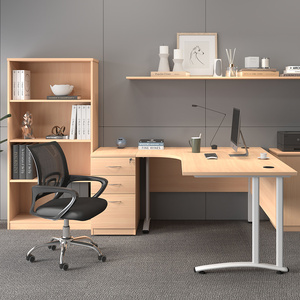 L hình dạng nhà nghiên cứu dài máy tính để bàn văn phòng máy tính bảng đơn giản hiện đại với ngăn kéo tủ lưu trữ - Product Image 5