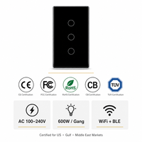 Mvava 118 Interrupteur intelligent Wi-Fi standard US série 1/2/3/4 gangs, tactile en verre, cadre en aluminium, variateur de rideau, compatible Tuya Alexa Google