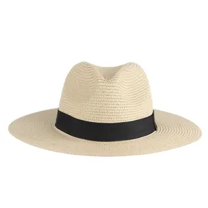 MAQVOB Wholesale New Summer Men Women Unisex Shade Straw Hat Fashion Sun Protection Woven Panama Top Hat