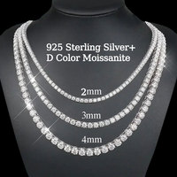 BMON01 Collier Chaîne Tennis Moissanite VVS Couleur D Vente en Gros Sertie 2MM 3MM 4MM Argent 925 Bijoux Fins