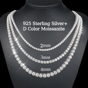 BMON01 Collar <span class=keywords><strong>de</strong></span> Tenis <span class=keywords><strong>de</strong></span> Moissanita Al Por Mayor Color D VVS <span class=keywords><strong>Cadena</strong></span> Helada <span class=keywords><strong>de</strong></span> 2MM 3MM 4MM <span class=keywords><strong>Plata</strong></span> <span class=keywords><strong>925</strong></span> Joyería Fina - Product Image 1