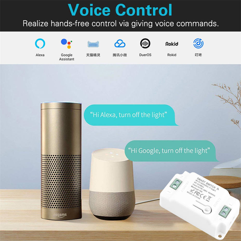 Tuya Smart Life APP WiFi TOUCH Switch Light RF 433Mhz Wall DIY Relay Timer  Module Google Home Amazon Alexa 110V 220V 10A - Main Image