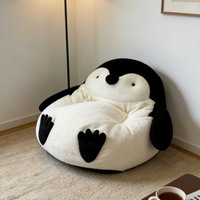 Fauteuil paresseux individuel en peluche pingouin de dessin animé mignon pour enfants, idéal pour les magasins de bébés, les maternelles et les salons de lecture
