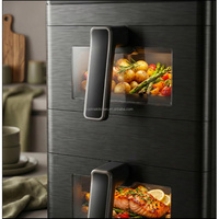 Friteuse à air électrique avec fonctions de cuisson de pizzas, capacité 6L + 6L, double friteuse empilable avec trois éléments chauffants