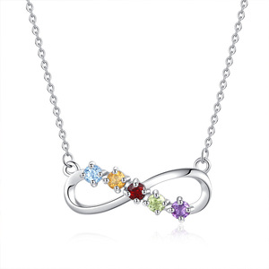 Collar Infinito Arcoíris Simple con Incrustaciones de Cristal Natural de 3mm, Plata de Ley 925, Joyería Minimalista para Chicas, Ideal para Regalo - Product Image 1