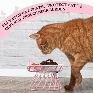 Plato de Cerámica <span class=keywords><strong>para</strong></span> Mascotas Garfield, de Gran Diámetro, Ecológico, Impermeable, con Patas Altas <span class=keywords><strong>para</strong></span> Protección del Cuello, Poco Profundo - Product Image 3