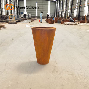 Jardinière carrée artistique en acier Corten, écologique, résistante à la corrosion, pot de fleurs en métal rouillé pour espaces urbains - Product Image 3