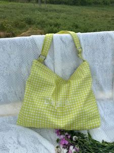 Bolsa de Compras Geométrica de Lona de Algodón Personalizada, Bolsa de Mano con Diseño de Rejilla, Bolsos de Hombro de Gran Capacidad para Viaje - Product Image 4