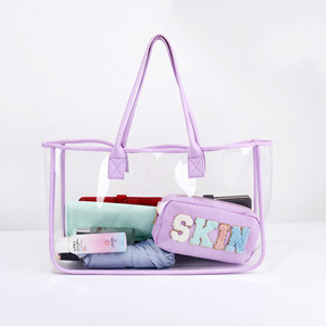 Borsa Grande Trasparente in Vinile per Spiaggia, Shopping e Piscina, Personalizzabile con <span class=keywords><strong>Monogramma</strong></span>, Borsa Tote in PVC Trasparente Fai-da-Te - Product Image 1