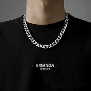남자의 스테인레스 스틸 NK 체인 쿠바 목걸이 여자의 티타늄 스틸 초커 유럽 미국 힙합 DIY 쥬얼리 트렌디 - Product Image 4
