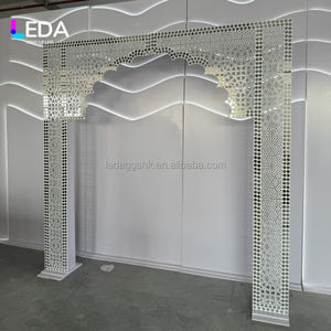 LEDA Custom Indian Moroccan Style <b>Wedding</b> Stage Backdrop White Sequins Acrylic <b>Arch</b> Hollow Bridal New Arrival - Product Image 6
