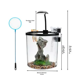 Acquario da Tavolo in Plastica con Sistema di Circolazione e Ossigenazione per Ufficio e Soggiorno, Facile da Pulire, per Pesci <span class=keywords><strong>Betta</strong></span> - Product Image 6