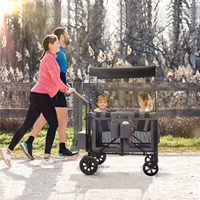 Poussette multifonctionnelle anti-retournement en métal de haute qualité à quatre roues pour jumeaux, design pliable et portable