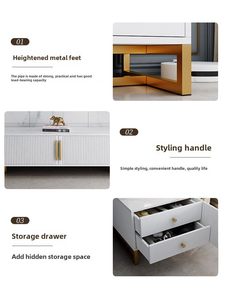 Meuble TV simple et moderne pour salon, petit appartement, sur pied, nouveau modèle 2023, luxe léger, emballage combiné Y - Product Image 2