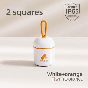 Mini organisateur de pilules hebdomadaire à deux compartiments, boîte à médicaments résistante aux enfants, étui de voyage avec poignée, rangement de capsules, en PP de qualité alimentaire - Product Image 3
