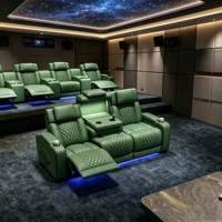 Maßgefertigte Villa-Heimkino-Möbel Olivgrüner Vollnarbenleder Elektrischer Relaxsessel Heimkino-Sofa Mit