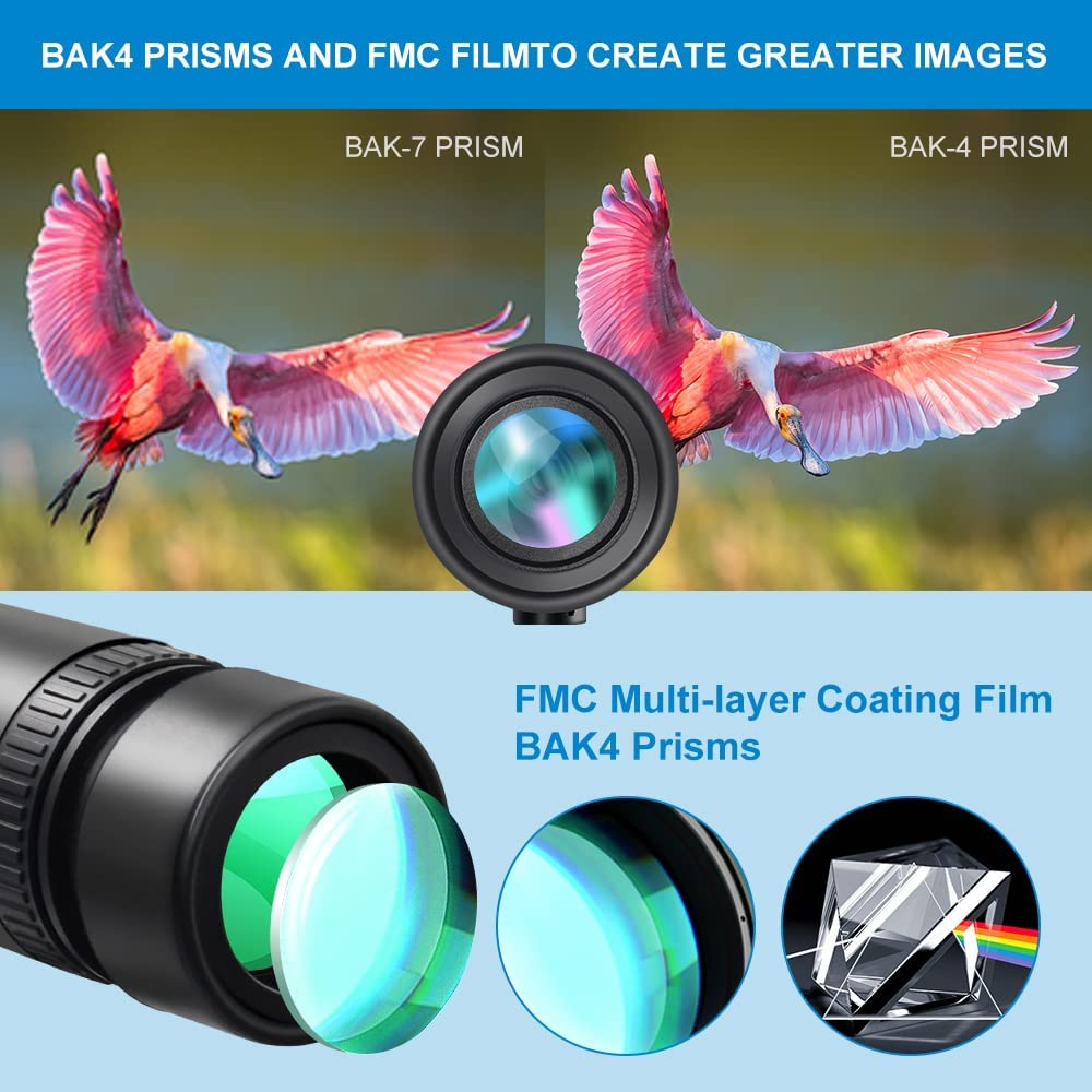 Phone Monocular Telescope  4K 10-300X40mm Super Telephoto Zoom Monocular Telescope Waterproof Night Vision