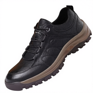 Zapatos deportivos transpirables de cuero con suela gruesa antideslizante y cierre de cordones para hombre, talla grande, estilo casual de primavera, para uso transfronterizo. - Product Image 2