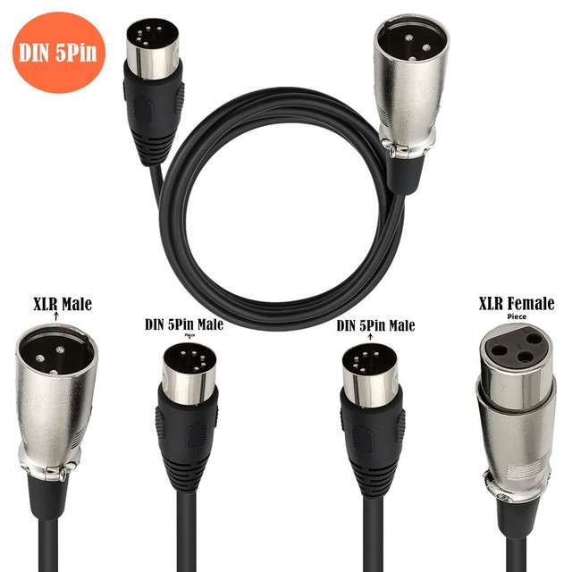 Large DIN 5Pin to XLR Male and Female Audio Cable MIDI to XLR Adapter YR-DXLR-01
