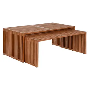 Ensemble de 2 tables basses en teck naturel 116x60x46cm - Product Image 4