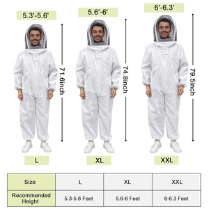 Combinaison d'apiculture blanche avec voile et gants en peau de chèvre Vêtements complets - Product Image 2