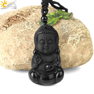 CSJA-<span class=keywords><strong>collier</strong></span> en <span class=keywords><strong>obsidienne</strong></span> noir tendance, quartz naturel <span class=keywords><strong>bouddha</strong></span>, hibou, tête de loup, dragon, bijoux pour hommes, amulette porte-bonheur, G644 - Product Image 4