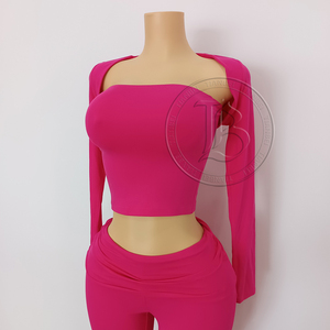 Ensemble Lounge <span class=keywords><strong>D</strong></span>écontracté 3 Pièces pour <span class=keywords><strong>Femme</strong></span> : Haut Halter à Manches Longues Personnalisable avec LOGO, Legging Évasé à Rabat et Vêtements <span class=keywords><strong>d</strong></span>'<span class=keywords><strong>Été</strong></span> pour <span class=keywords><strong>Femme</strong></span> - Product Image 4
