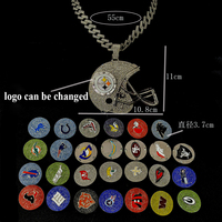 Collier Pendentif Sportif de Rugby Personnalisable avec Logo d'Équipe, Chaîne Maillons Plaqué Or, Forme de Ballon, Style Hip Hop, Idéal Cadeau pour les Fans