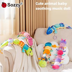 कस्टम संवेदी पशु सुखदायक नरम प्लश रश रटल्स क्रेल ट्यूमर समय खिलौने कैटरपिलर संगीत भरा खिलौना - Product Image 2