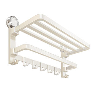 Toallero de pared con ventosa Blue Vine, 4 barras, blanco crema, organizador de baño, instalación sin taladro - Product Image 4