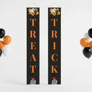 Juego de letreros para porche: Truco o trato y Feliz Halloween, pancarta de fantasma espeluznante, bruja y lápida para decoración de puerta principal - Product Image 1