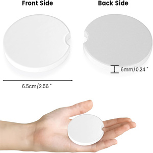 Posavasos de cerámica para sublimación de coche de estilo clásico, posavasos de piedra para coche con parte trasera de corcho para mantener el derrame de bebidas - Product Image 2