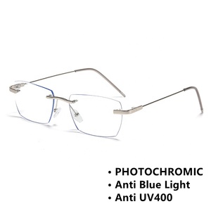 Lentilles photochromiques sans monture rectangle alliage argent or noir lunett photogray <span class=keywords><strong>antireflet</strong></span> femmes dames lunettes à changement de couleur - Product Image 2