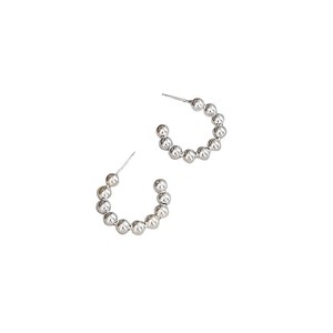 S925 Sterling Silver Hoop <b>Earrings</b> Ball Shape Everyday Wear <b>Fine</b> Jewelry - Product Image 5